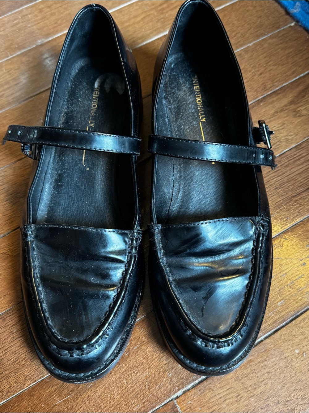 INTENTIONALLY BLANK Black Leather Mary Jane Loafers